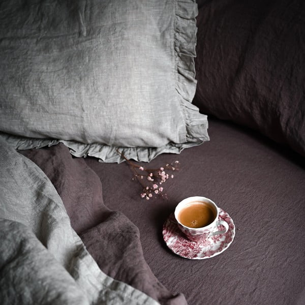 Ružičasta/smeđa lanena plahta 180x260 cm Ashes of Roses – Linen Tales-image-3