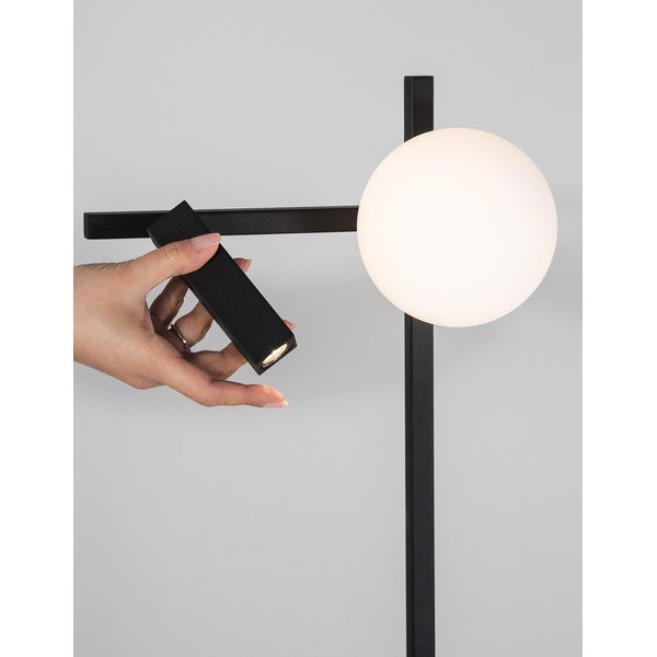 Bijela/crna metalna LED stojeća svjetiljka sa savitljivom konstrukcijom sa staklenim sjenilom (visina 150 cm) Joline – Nova Luce-image-1