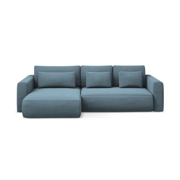 Svijetlo plava sklopiva/s prostorom za odlaganje kutna garnitura (s lijevim kutom/s ležaljkom) Kapua – Makamii