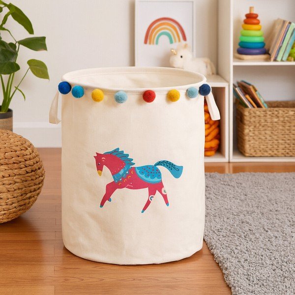 Bijela tekstilna dječja kutija za pohranu ø 38x48 cm Mimo Eclectic Horse – Premier Housewares-image-1