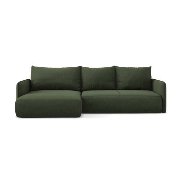 Zelena sklopiva/s prostorom za odlaganje kutna garnitura (s lijevim kutom) Nanea – Makamii