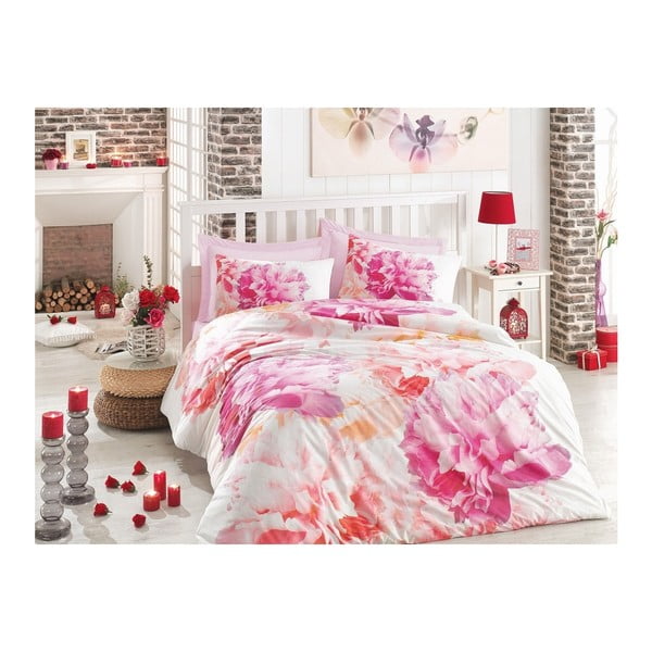 Pamučna posteljina za bračni krevet s plahtama Dreamy Lady, 200 x 220 cm