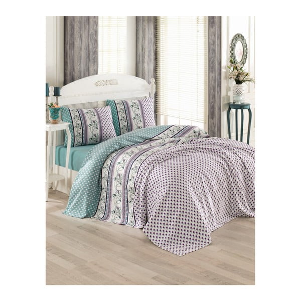 Sivi pamučni prekrivač za bračni krevet Pique Puro, 200 x 230 cm