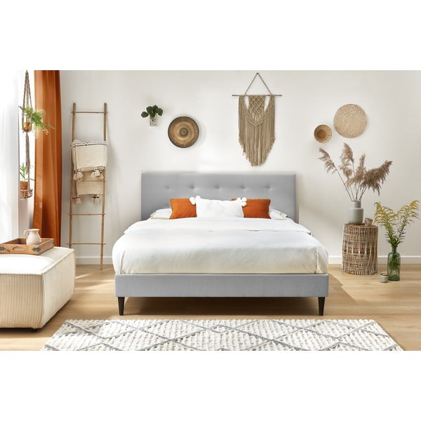 Svijetlo sivi bračni krevet Bobochic Paris Rory Dark, 180 x 200 cm-image-4