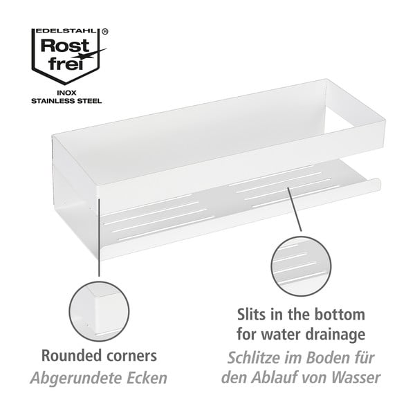 Mat bijela kupaonska polica od nehrđajućeg čelika s Turbo-loc s postavljanjem bez bušenja Genova – Wenko-image-4