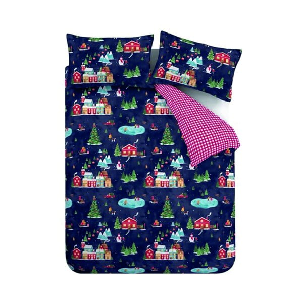 Plava posteljina za bračni krevet 200x200 cm Ski Village – Catherine Lansfield