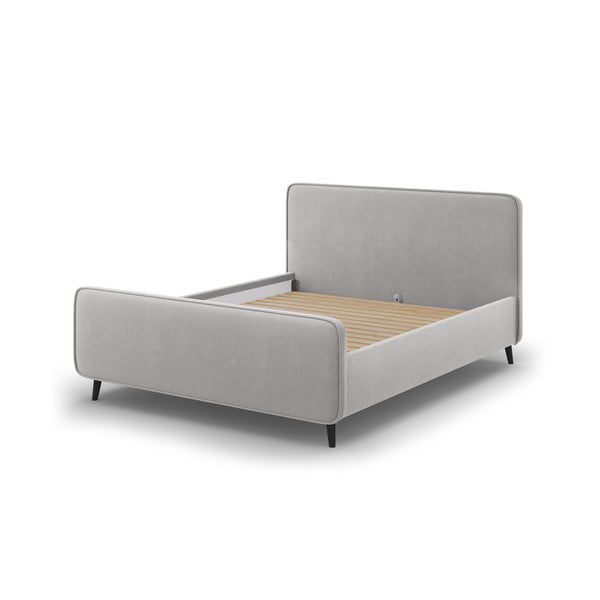Svijetlo sivi tapecirani bračni krevet s podnicom 180x200 cm Kaia - Micadoni Home