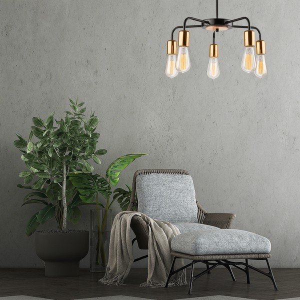 Crna viseća svjetiljka s metalnim sjenilom ø 45 cm Erica – LAMKUR-image-3