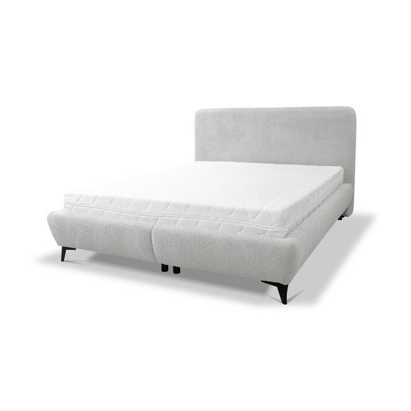 Svijetlo sivi tapecirani bračni krevet s prostorom za pohranu s podnicom 160x200 cm Makapu – Makamii-image-3