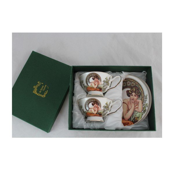 Alfons Mucha - set od dvije šalice s tanjurićima Topaz-image-2