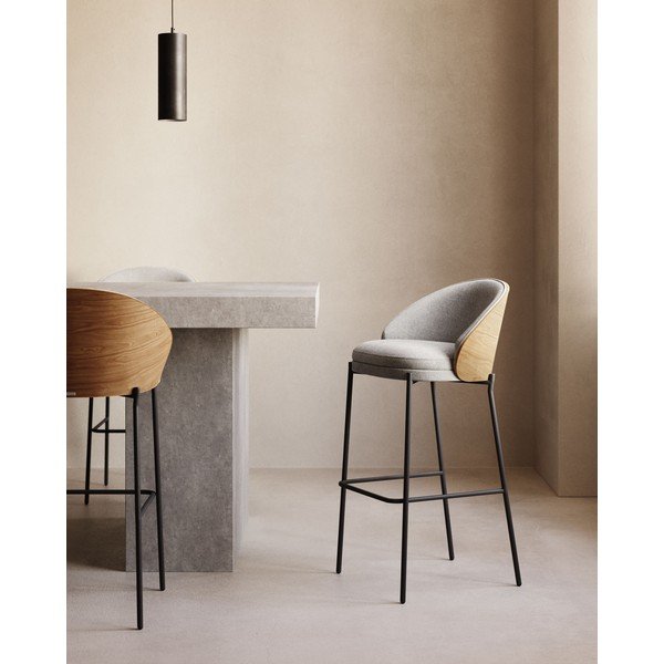 Siva/u prirodnoj boji barska stolica (visine sjedala 65 cm) Eamy – Kave Home-image-1