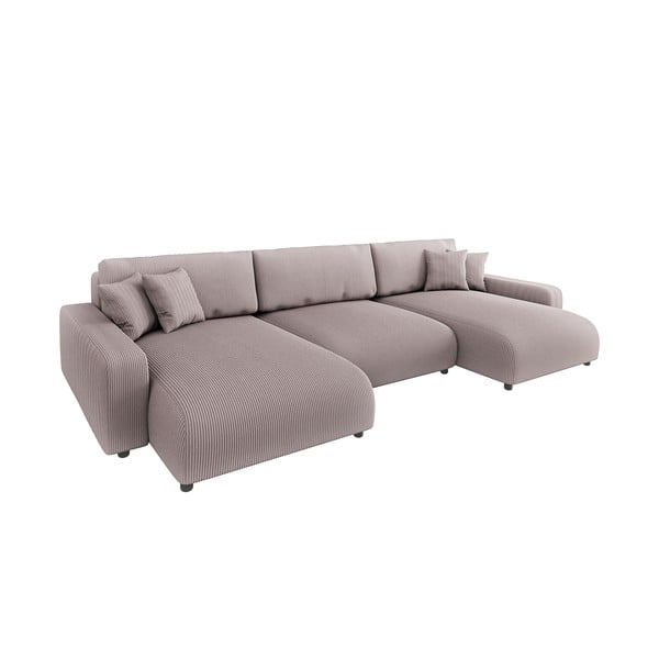 Svijetlo ružičasta sklopiva/s prostorom za odlaganje kutna garnitura od samta Sara – Ropez