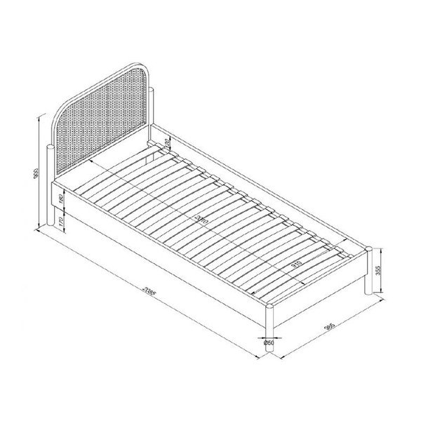 Krevet od punog hrasta s podnicom 90x200 cm u prirodnoj boji Olive Rotan – Vipack-image-3