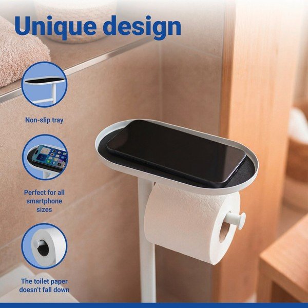 Bijeli plastičan držač za WC papir sa četkom Albella – Wenko-image-4