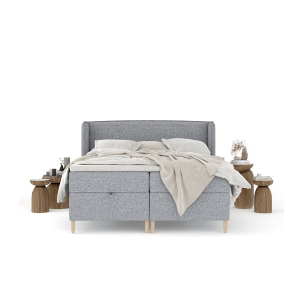 Sivi boxspring krevet s prostorom za pohranu 160x200 cm Monpelli – Maison de Rêve-image-2