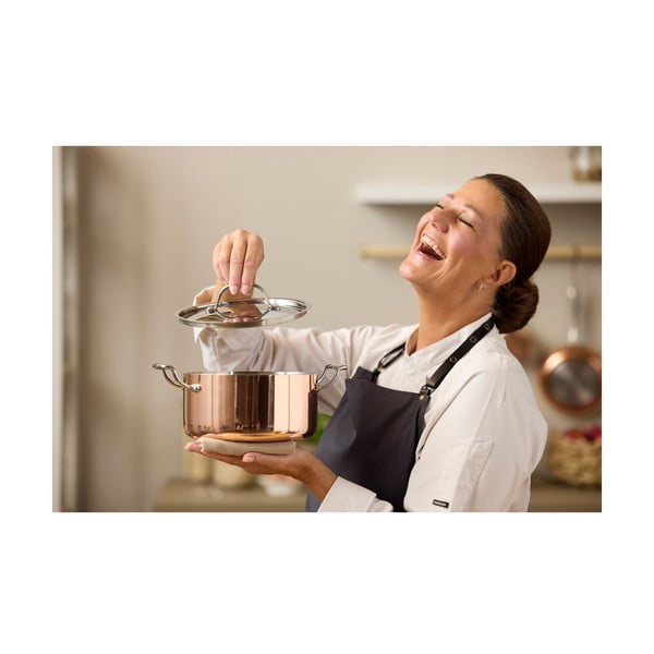 Lonac od nehrđajućeg čelika/bakren s poklopcem prikladni za indukcijsko kuhalo 3 l – Blomsterbergs-image-1