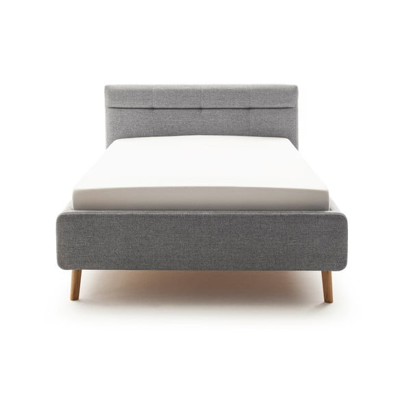 Sivi tapecirani bračni krevet s prostorom za odlaganje s podnicom 140x200 cm Lotte – Meise Möbel-image-3