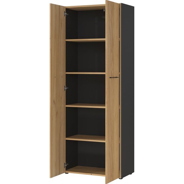 Antracitno sivi/u prirodnoj boji ormar u dekoru hrasta 75x196x40 cm Podium – Germania-image-3