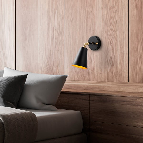 Crna/u zlatnoj boji zidna lampa ø 10 cm Evander – Opviq lights-image-1