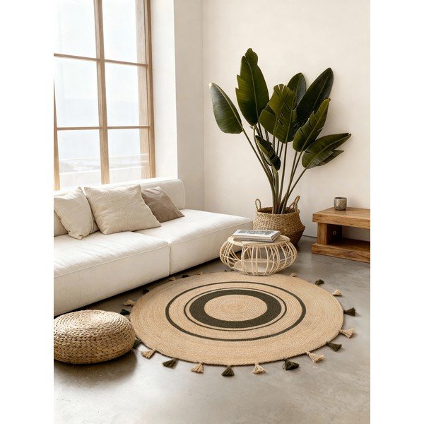 Ručno rađen juten okrugao tepih u prirodnoj boji ø 150 cm Basil – Hanse Home-image-1