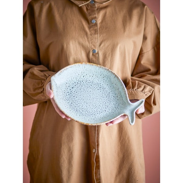 Plavi/bež tanjur za serviranje od kamenine Fleur – Bloomingville-image-1