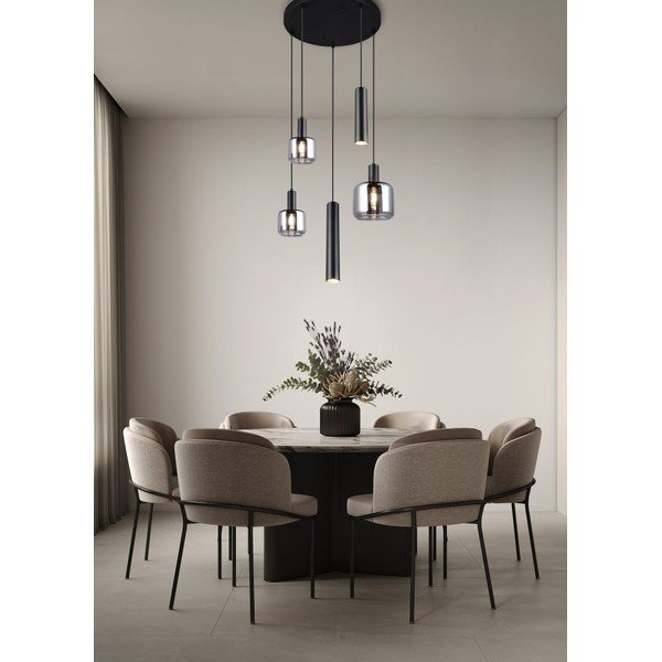 Crna viseća svjetiljka s metalnim sjenilom/sa staklenim sjenilom ø 40 cm Mataro – Trio-image-1