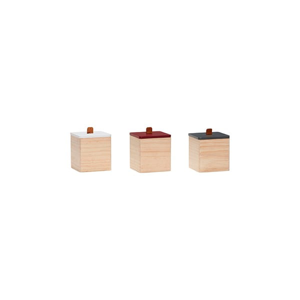Set od 3 drvene staklenke s poklopcima Hübsch kutija za pohranu
