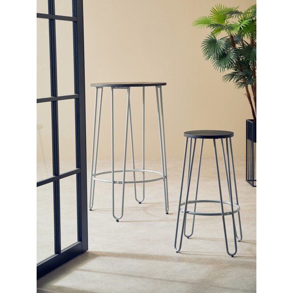 Siva/u tamnoj prirodnoj boji barska stolica od čvrstog brijesta (visine sjedala 75 cm) District – Premier Housewares-image-1