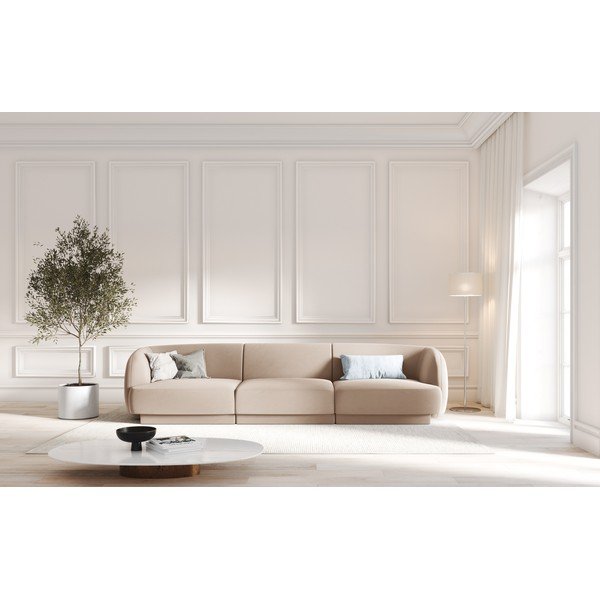 Bež baršunasta sofa 259 cm Miley  – Micadoni Home-image-4