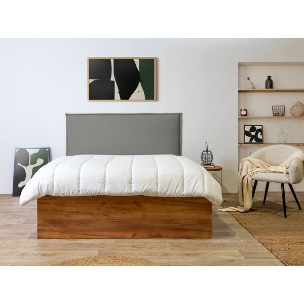 Sivi/u prirodnoj boji bračni krevet s prostorom za pohranu s podnicom 140x190 cm Cara – Bobochic Paris-image-3
