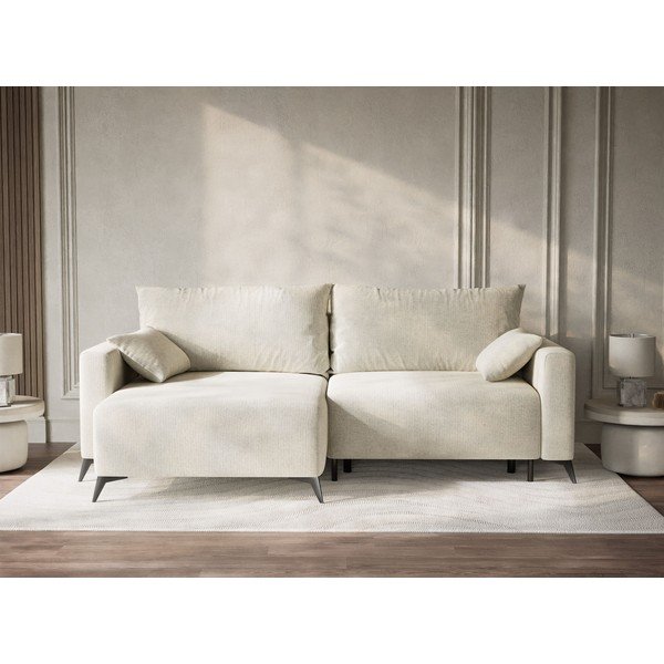 Krem sklopiva/s prostorom za odlaganje kutna garnitura od šenila (s lijevim kutom/s ležaljkom) Leon – Maison de Rêve-image-1