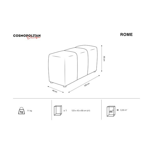 Žuti baršunasti naslon za ruke za modularnu sofu Rome Velvet - Cosmopolitan Design-image-3