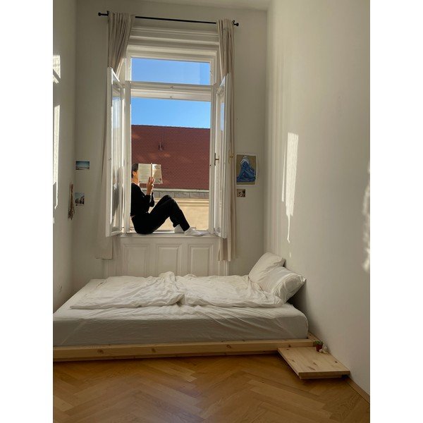 Krevet od masivnog bora bez uzglavlja s podnicom 90x200 cm u prirodnoj boji Dock – Karup-image-4