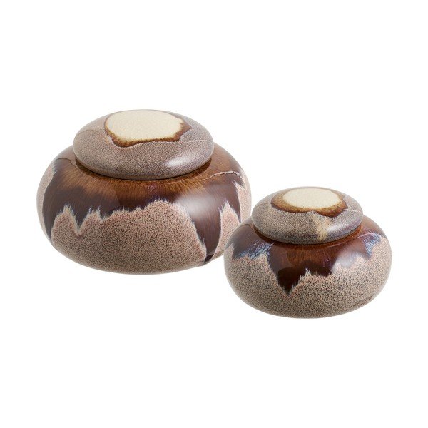 Smeđe dekorativne keramičke  kutije za pohranu u setu  2 kom ø 15x8,5 cm – House Nordic