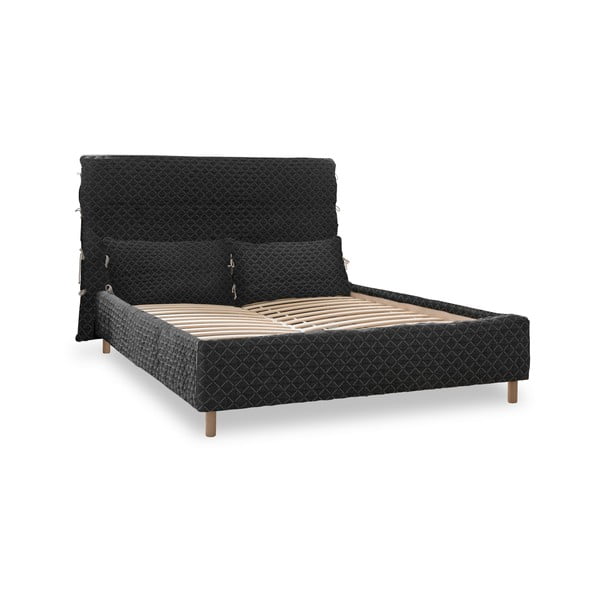 Crni tapecirani bračni krevet s podnicom 180x200 cm Sleepy Luna - Miuform