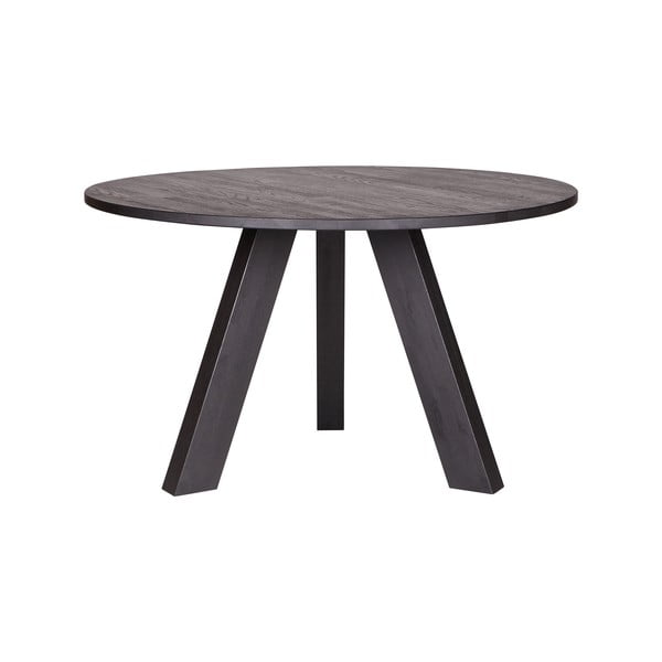 Crni blagovaonski stol od hrastovog drveta DRVO Rhonda, ø 129 cm