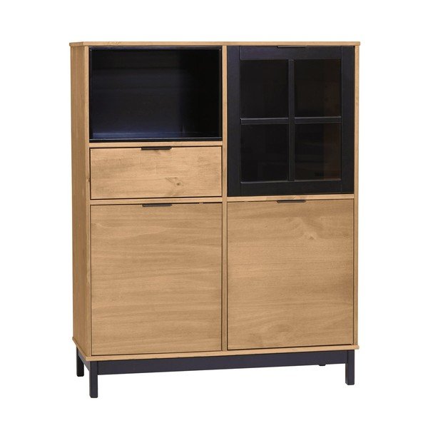 Smeđe-crna komoda od masivnog bora Marckeric Denise, visina 120 cm-image-4