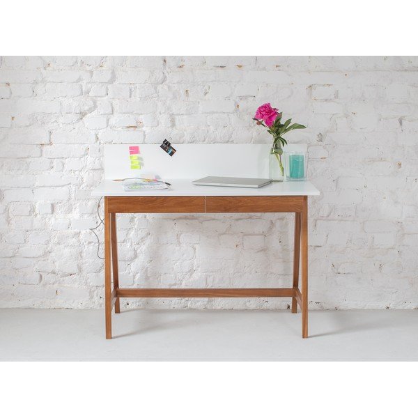Bijeli radni stol s podnožjem od jasena Ragaba Luka Oak, duljina 85 cm-image-1