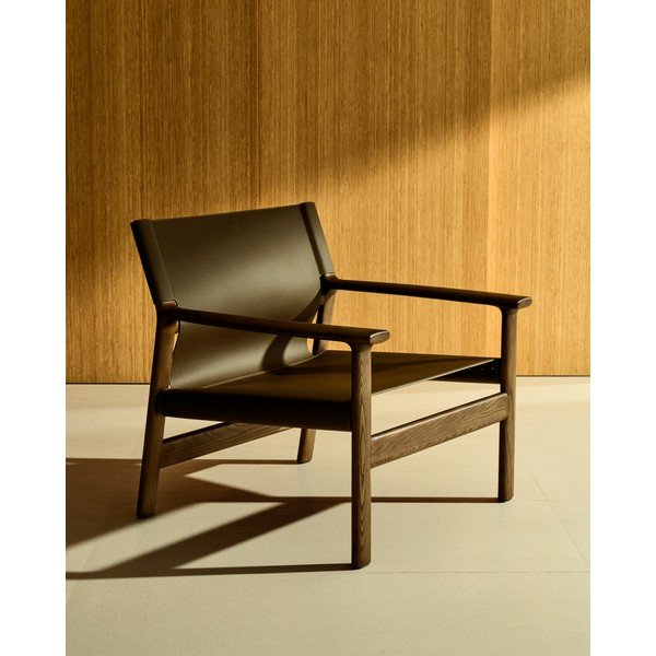 Tamno smeđa kožna fotelja Jan – Kave Home-image-1