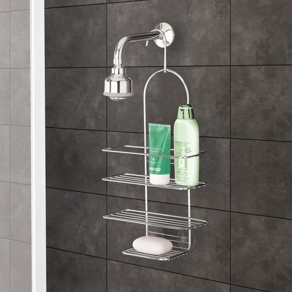 Željezna viseća kupaonska polica u sjajno srebrnoj boji Luxy – Metaltex-image-1