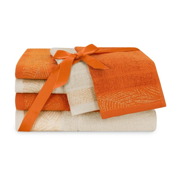 Narančasti/bež pamučni set ručnika 6 kom od frotira Bellis – Restilo-image-2