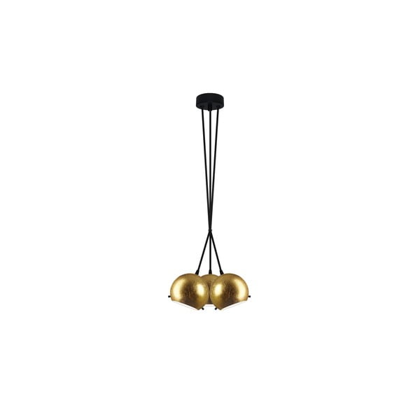 Trostruka stropna svjetiljka u zlatnoj boji s crnim kabelima Sotto Luce MYOO Elementary
