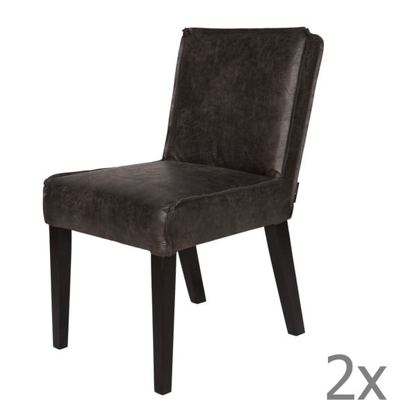 Set od 2 crne stolice s BePureHome Rodeo kožnom presvlakom