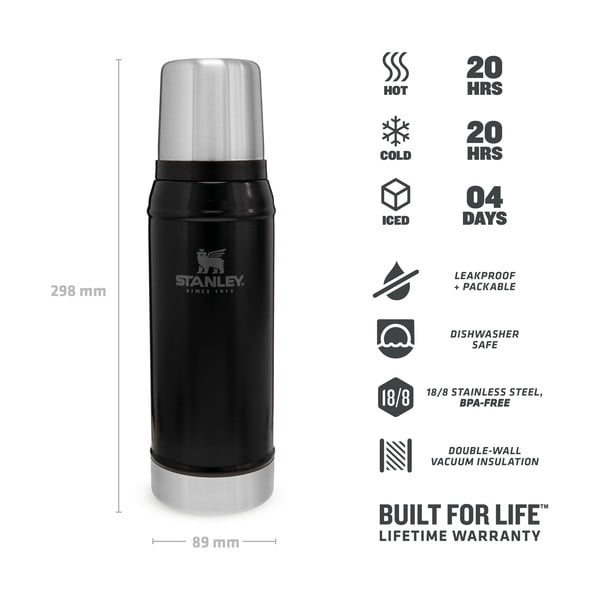 Crna termosica od nehrđajućeg čelika 750 ml Legendary Classic Black – Stanley-image-3