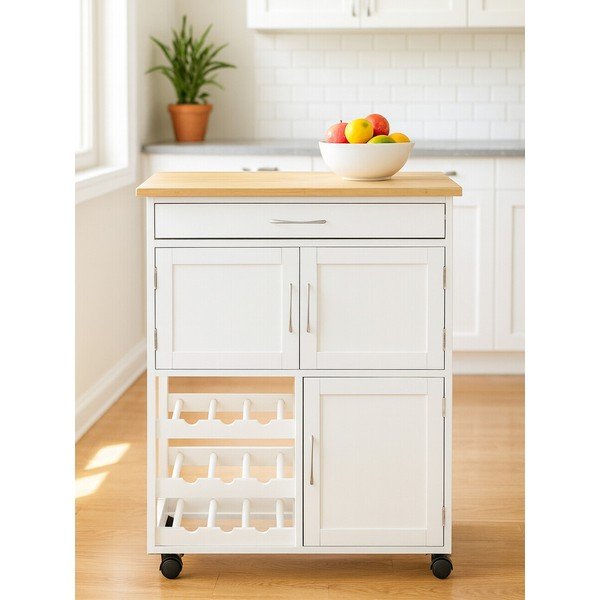 Od bambusa kolica za posluživanje na kotačima 37x67 cm Harlow – Premier Housewares-image-3