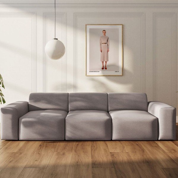 Siva baršunasti sofa 285 cm Villet – Rodier-image-1