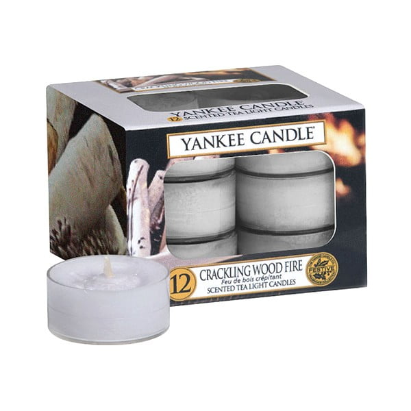 Set od 12 mirisnih svijeća Yankee Candle Crackling Wood Fire, vrijeme gorenja 4 sata