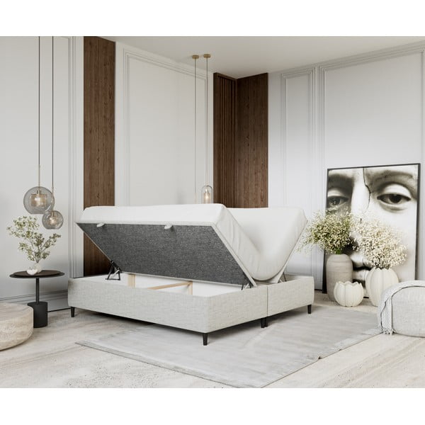 Svijetlo sivi tapecirani bračni krevet s prostorom za pohranu 180x200 cm Tate – Maison de Rêve-image-2