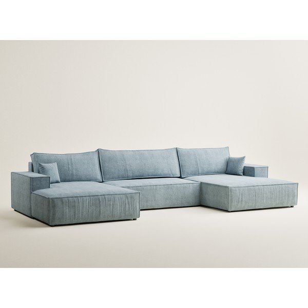 Svijetlo plava sklopiva/s prostorom za odlaganje kutna garnitura od šenila (u obliku slova "U") Kyoto – Maison de Rêve-image-2