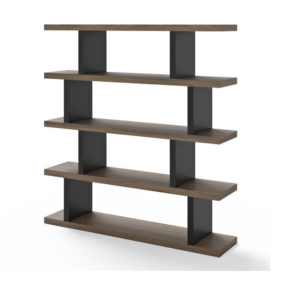 Crna/smeđa biblioteka u dekoru oraha 163x172 cm Step – TemaHome-image-2